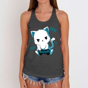 Gaming Cute Cat Gamer Kitty Women's Knotted Racerback Tank