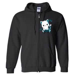 Gaming Cute Cat Gamer Kitty Full Zip Hoodie