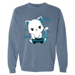 Gaming Cute Cat Gamer Kitty Garment-Dyed Sweatshirt