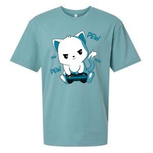 Gaming Cute Cat Gamer Kitty Sueded Cloud Jersey T-Shirt