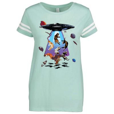 Galaxy Cat Cat UFO Funny Cat Cat Graphic Cat Owner Enza Ladies Jersey Football T-Shirt