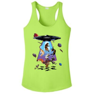 Galaxy Cat Cat UFO Funny Cat Cat Graphic Cat Owner Ladies PosiCharge Competitor Racerback Tank