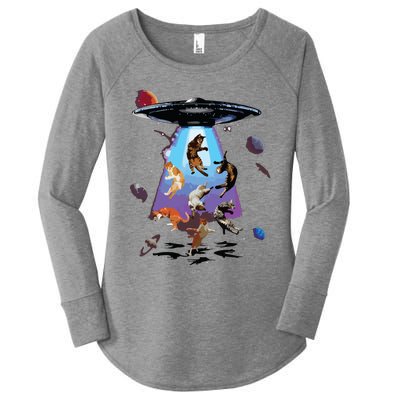 Galaxy Cat Cat UFO Funny Cat Cat Graphic Cat Owner Women's Perfect Tri Tunic Long Sleeve Shirt