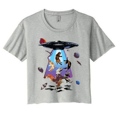 Galaxy Cat Cat UFO Funny Cat Cat Graphic Cat Owner Women's Crop Top Tee