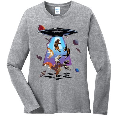 Galaxy Cat Cat UFO Funny Cat Cat Graphic Cat Owner Ladies Long Sleeve Shirt