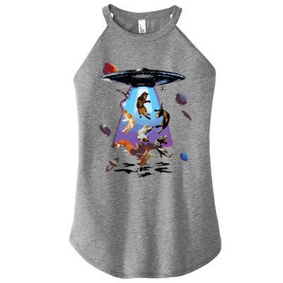 Galaxy Cat Cat UFO Funny Cat Cat Graphic Cat Owner Women's Perfect Tri Rocker Tank