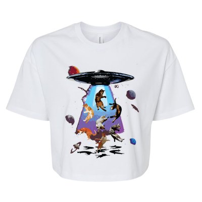 Galaxy Cat Cat UFO Funny Cat Cat Graphic Cat Owner Bella+Canvas Jersey Crop Tee