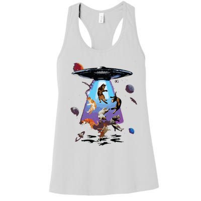 Galaxy Cat Cat UFO Funny Cat Cat Graphic Cat Owner Women's Racerback Tank