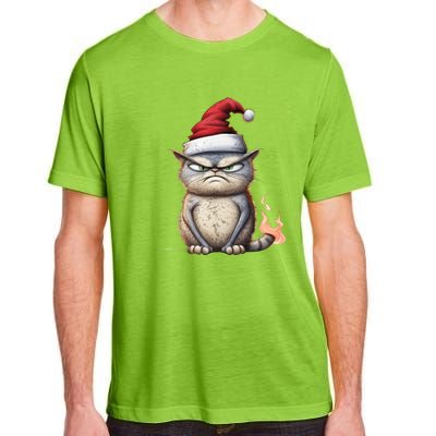 Grumpy Christmas Cat Santa Hat Adult ChromaSoft Performance T-Shirt