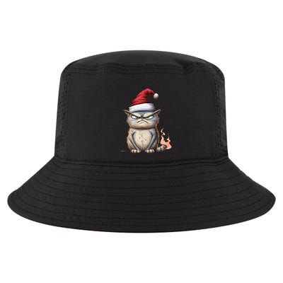 Grumpy Christmas Cat Santa Hat Cool Comfort Performance Bucket Hat