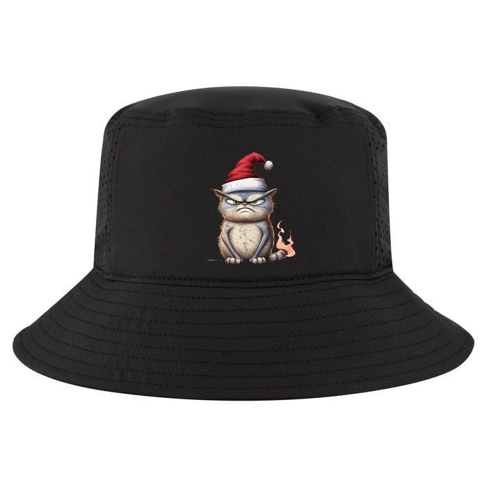 Grumpy Christmas Cat Santa Hat Cool Comfort Performance Bucket Hat