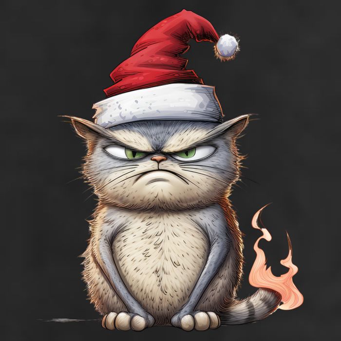 Grumpy Christmas Cat Santa Hat Cool Comfort Performance Bucket Hat