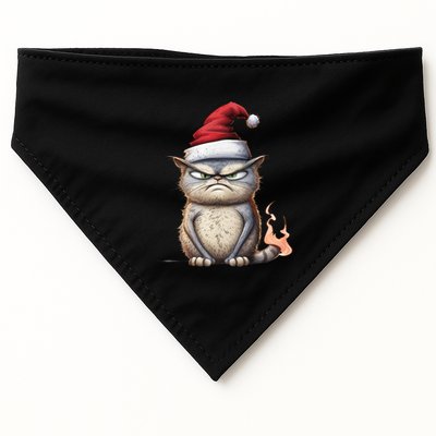 Grumpy Christmas Cat Santa Hat USA-Made Doggie Bandana