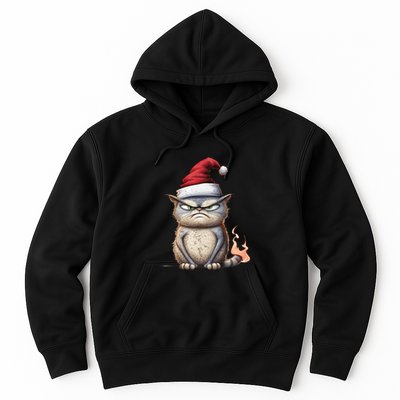 Grumpy Christmas Cat Santa Hat Hoodie