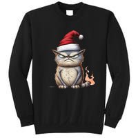 Grumpy Christmas Cat Santa Hat Sweatshirt