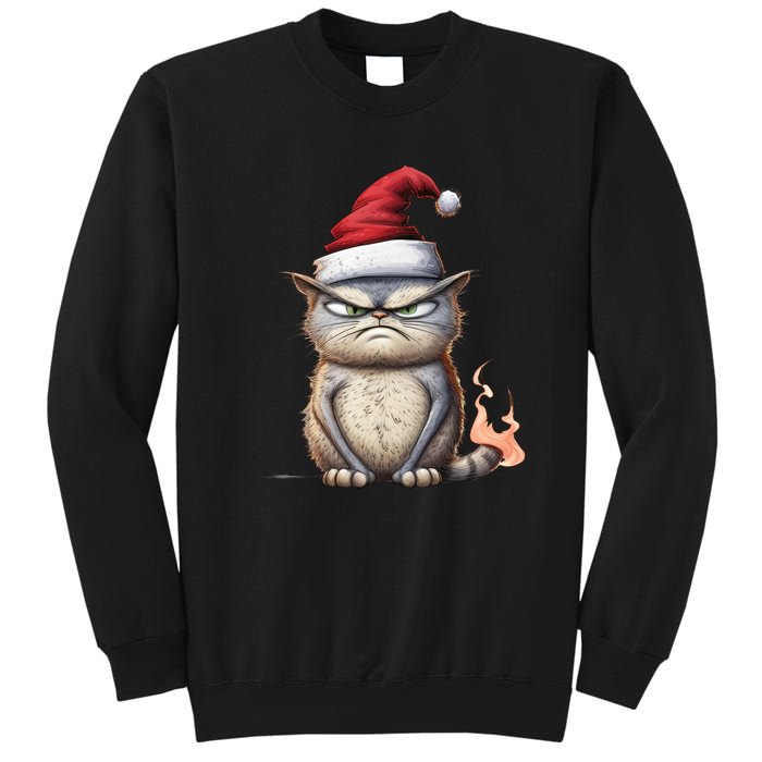 Grumpy Christmas Cat Santa Hat Sweatshirt