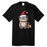 Grumpy Christmas Cat Santa Hat Tall T-Shirt