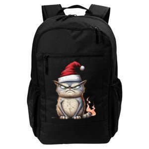 Grumpy Christmas Cat Santa Hat Daily Commute Backpack