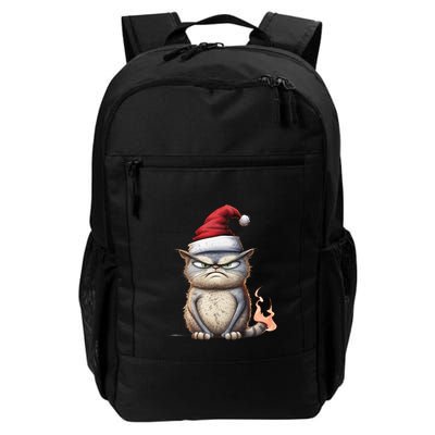 Grumpy Christmas Cat Santa Hat Backpack