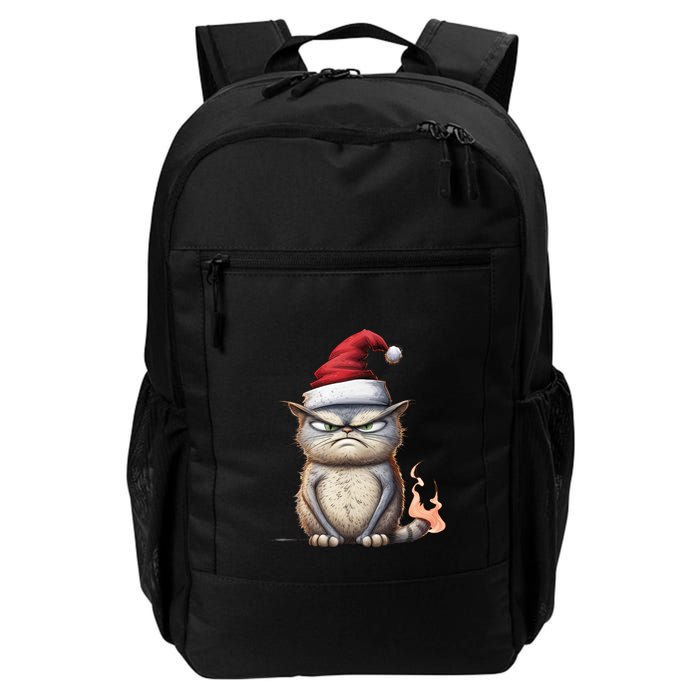 Grumpy Christmas Cat Santa Hat Backpack