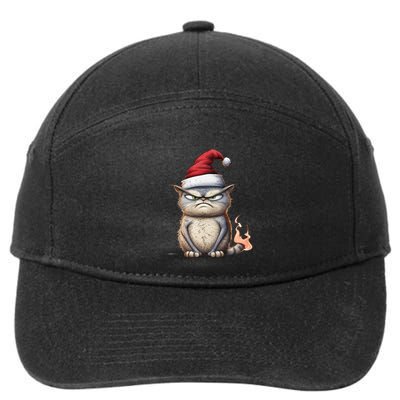 Grumpy Christmas Cat Santa Hat 7-Panel Snapback Hat