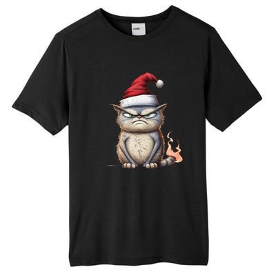 Grumpy Christmas Cat Santa Hat Tall Fusion ChromaSoft Performance T-Shirt