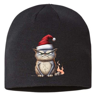 Grumpy Christmas Cat Santa Hat Sustainable Beanie