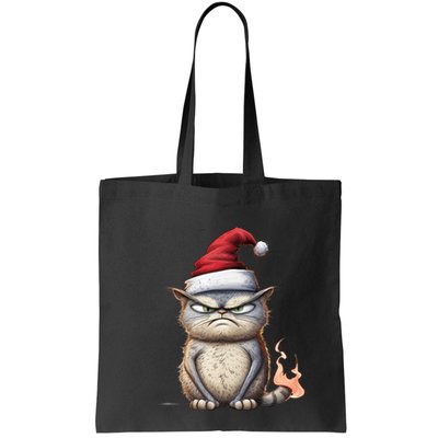 Grumpy Christmas Cat Santa Hat Bag