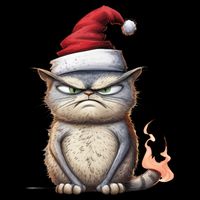 Grumpy Christmas Cat Santa Hat Poster
