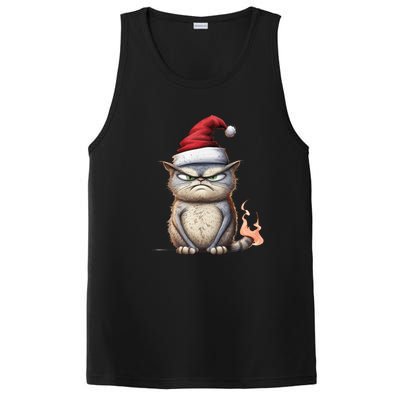 Grumpy Christmas Cat Santa Hat PosiCharge Competitor Tank