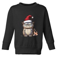 Grumpy Christmas Cat Santa Hat Toddler Sweatshirt