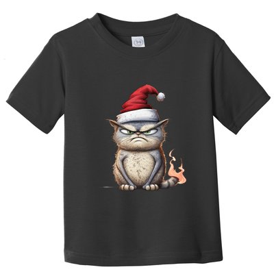 Grumpy Christmas Cat Santa Hat Toddler T-Shirt