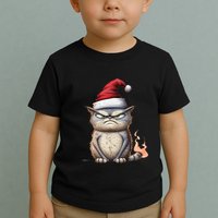 Grumpy Christmas Cat Santa Hat Toddler T-Shirt