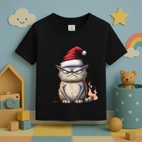 Grumpy Christmas Cat Santa Hat Toddler T-Shirt