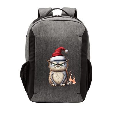 Grumpy Christmas Cat Santa Hat Vector Backpack