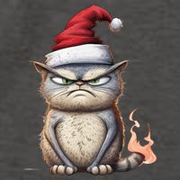 Grumpy Christmas Cat Santa Hat Vector Backpack