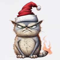 Grumpy Christmas Cat Santa Hat Garment-Dyed Sweatshirt