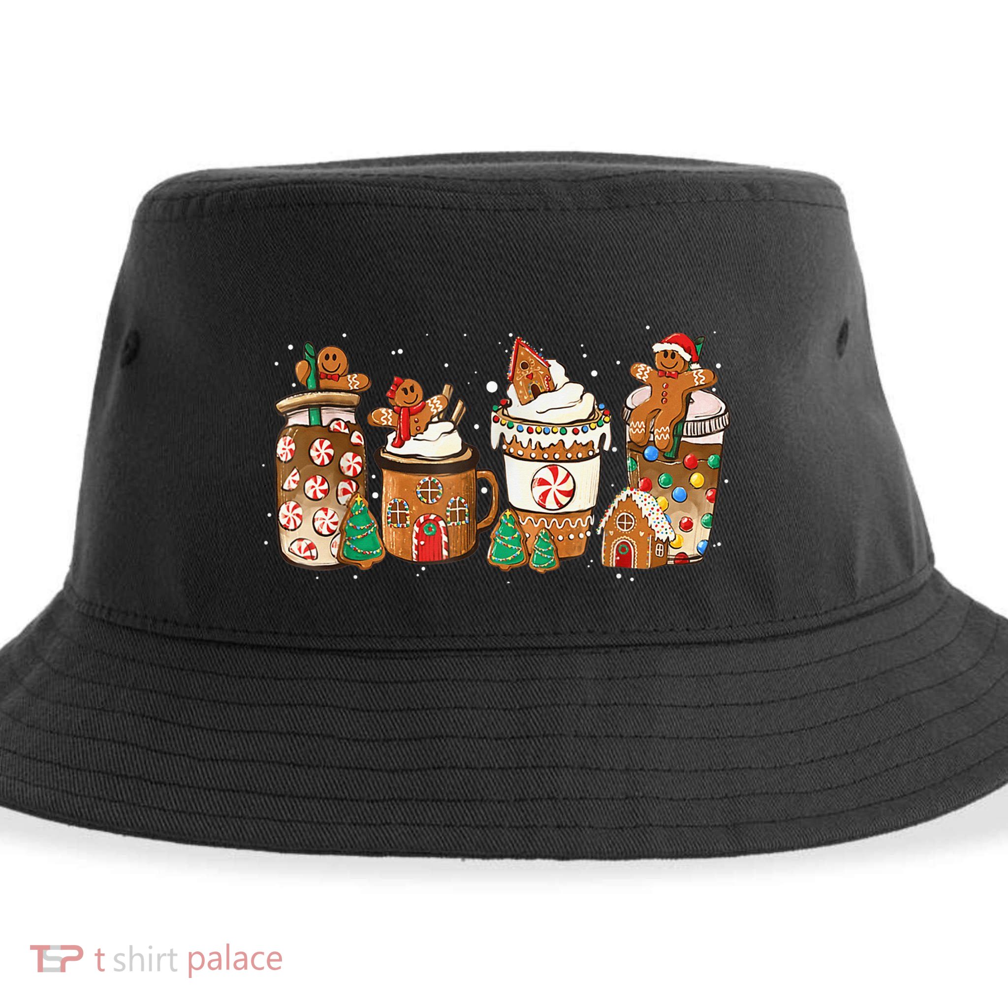 Gingerbread Cookie Christmas Coffee Cups Latte Drink Outfit Sustainable Bucket Hat