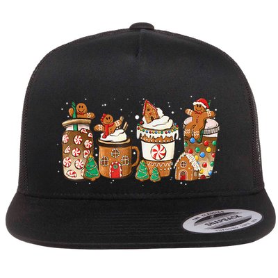 Gingerbread Cookie Christmas Coffee Cups Latte Drink Outfit Flatbill Hat