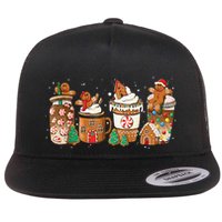 Gingerbread Cookie Christmas Coffee Cups Latte Drink Outfit Flat Bill Trucker Hat