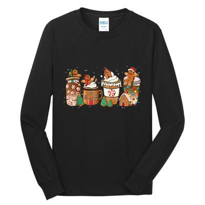 Gingerbread Cookie Christmas Coffee Cups Latte Drink Outfit Tall Long Sleeve T-Shirt