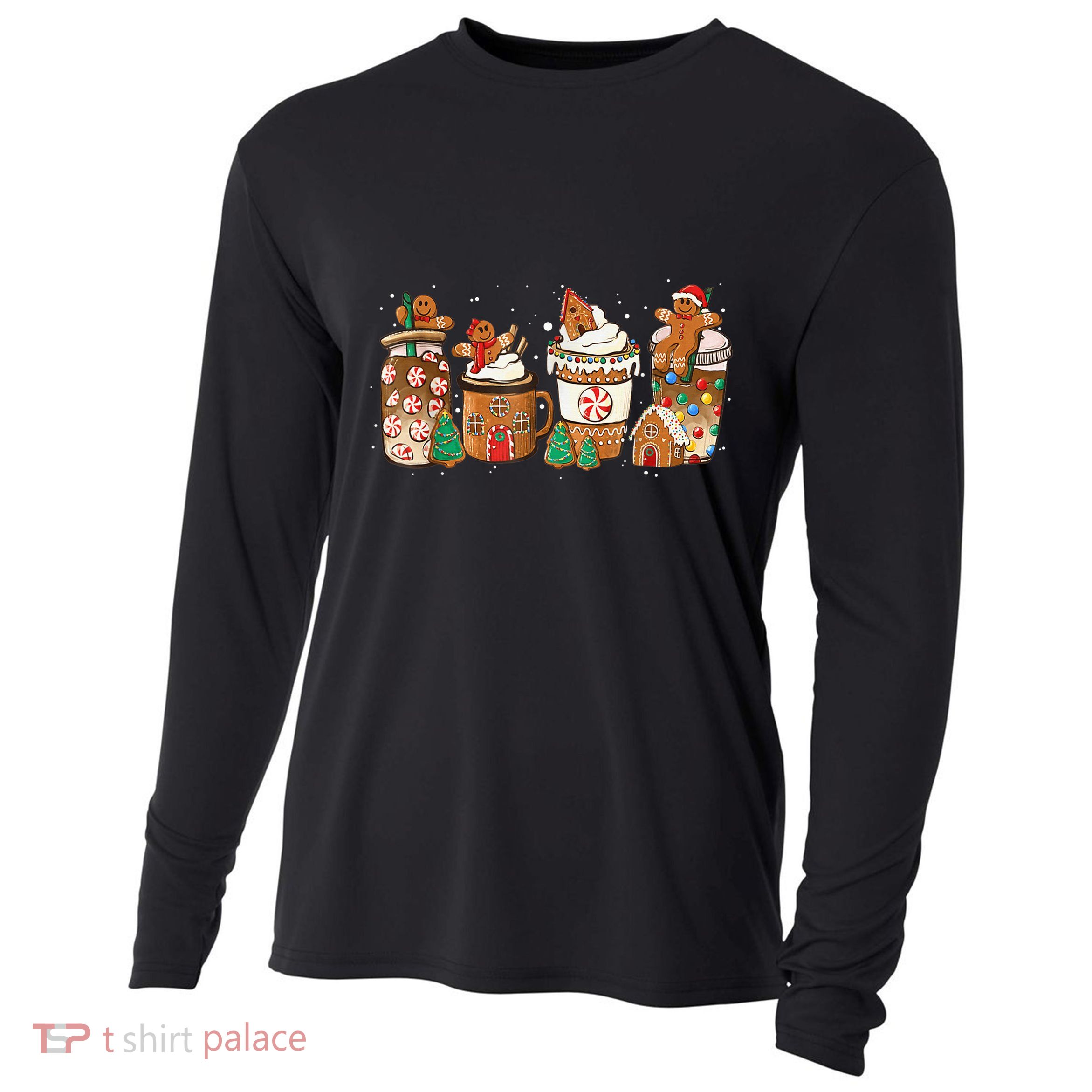 Gingerbread Cookie Christmas Coffee Cups Latte Drink Outfit Cooling Performance Long Sleeve Crew