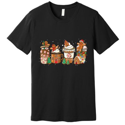 Gingerbread Cookie Christmas Coffee Cups Latte Drink Outfit Premium T-Shirt