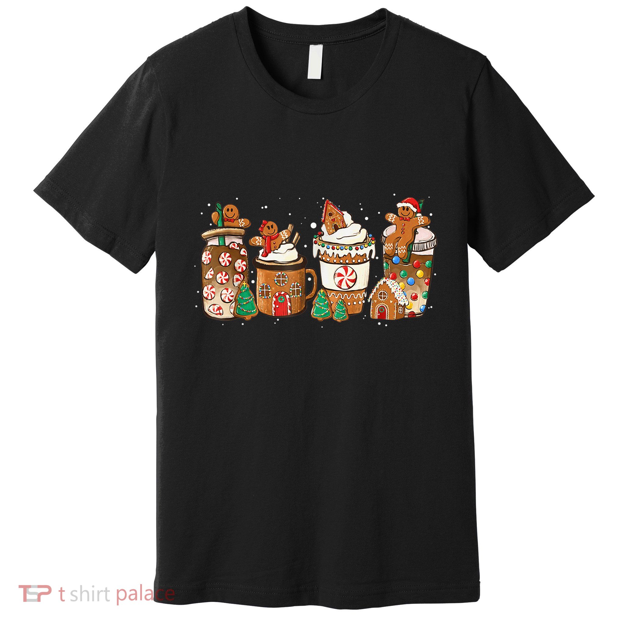 Gingerbread Cookie Christmas Coffee Cups Latte Drink Outfit Premium T-Shirt