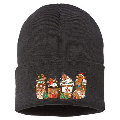 Gingerbread Cookie Christmas Coffee Cups Latte Drink Outfit Sustainable Knit Beanie