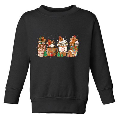 Gingerbread Cookie Christmas Coffee Cups Latte Drink Outfit Toddler Sweatshirt