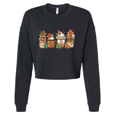 Gingerbread Cookie Christmas Coffee Cups Latte Drink Outfit Cropped Pullover Crew