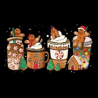Gingerbread Cookie Christmas Coffee Cups Latte Drink Outfit Short Acrylic Beanie
