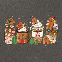 Gingerbread Cookie Christmas Coffee Cups Latte Drink Outfit Cotton Canvas Backpack