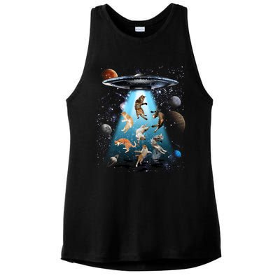 Galaxy Cat Cat Ufo Funny Cat Cat Graphic Cat Owner Gift Ladies PosiCharge Tri-Blend Wicking Tank